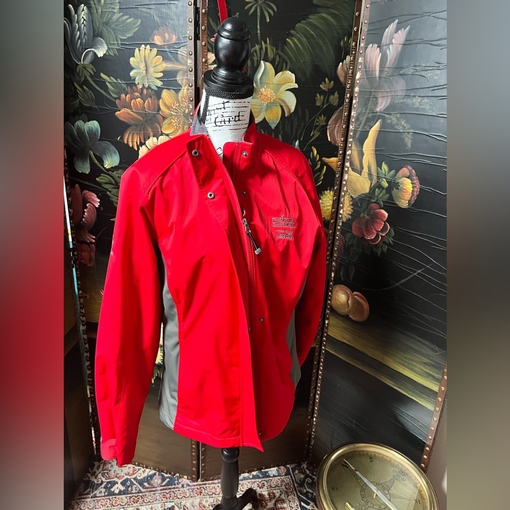 Cutter & Buck WeatherTec Jacket Size L Red And Gray Full Zip Rain/Wind